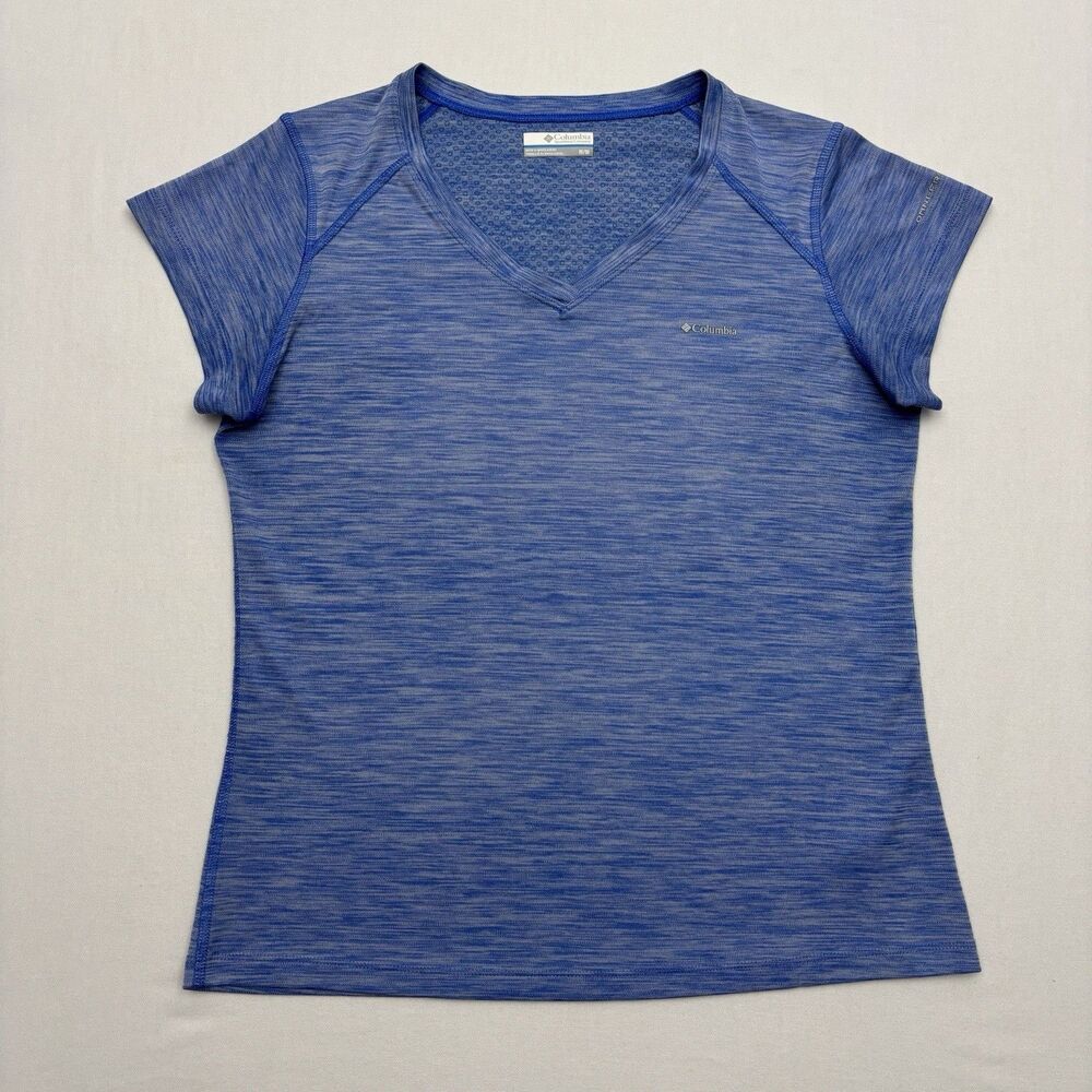 Columbia Sportswear Hiking T-Shirt Womens M Blue Heather Outdoor Camp Wick